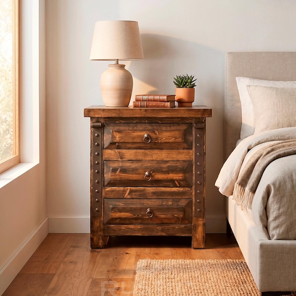 Jalisco Nightstand, Reclaimed Wood Nightstand, Handmade Rustic Nightstand, Jalisco Bedside Table, Vintage Farmhouse Nightstand.