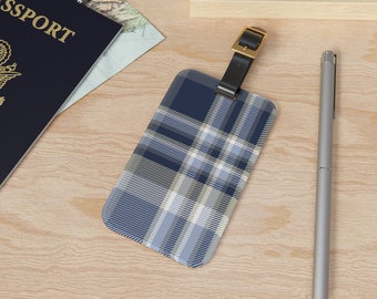 Blue Plaid Luggage Tag