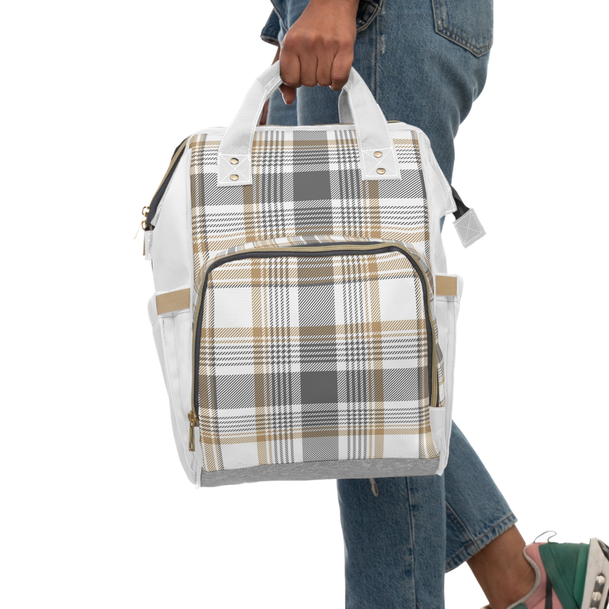 Buffalo plaid diaper bag cheap backpack