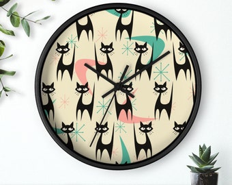 Mid Century Modern Cat Wall Clock