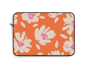 Housse pour ordinateur portable fleur orange