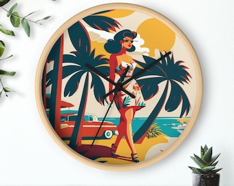 Mid Century Beach Wall Clock