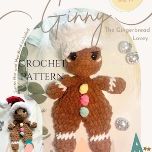 Ginny Gingerbread Lovey CROCHET PATTERN - English - Market Make - Gift - Step by Step - Beginner friendly Pattern - Christmas Crochet