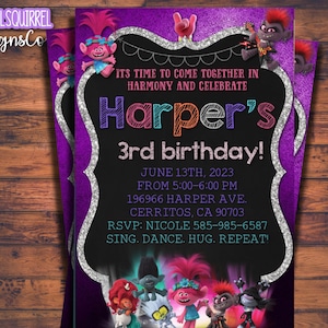 Trolls World Tour Birthday Party Invitation - Digital File - Any Age!