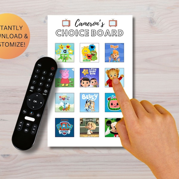 Customizable Choice Board; Autism; Non-verbal, Pre-verbal, Speech tool, TV choices, AAC, Communication.