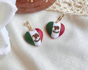 Corazón Mexicano, Polymer Clay Earrings, Mexican Inspired