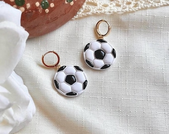 Soccer Balls, Polymer Clay Earrings, Sports Earrings
