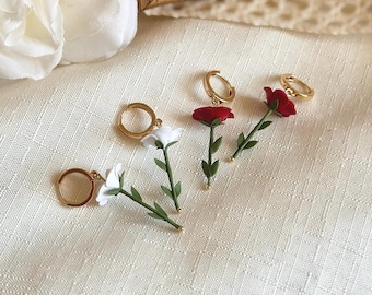 Rositas, Flower Earrings, Rose Huggies, Polymer Clay Earrings