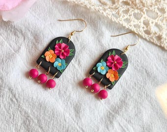 Mexican Inspired Earrings, Polymer Clay Earrings
