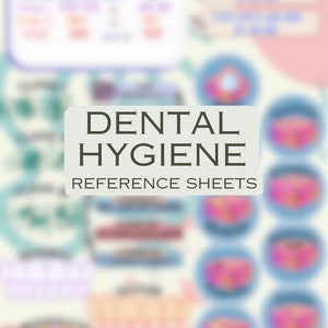 Folhas de referência de higiene dental | Folha de estudo de clínica de higiene dental | Referência de clínica odontológica | Guia escolar de higiene |