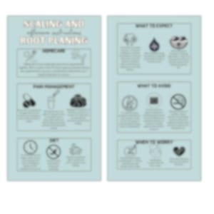 Cartão de cuidados pós-raspagem e alisamento radicular | Folheto compacto para pacientes odontológicos | Imprimível SRP | Guia periodontal | Download digital