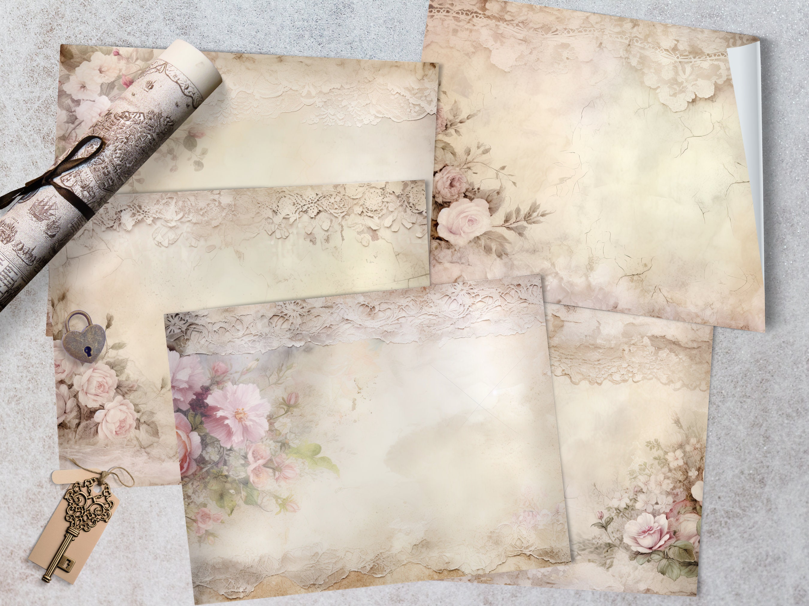 Lace Junk Journal Pages Victorian Shabby Chic Printable Junk Journal ...
