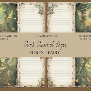 Forest Fairy Junk Journal Digital Paper-Castle-Commercial Use-US Letter-Scrapbook-background art-Pages-Paper Crafts-supplies