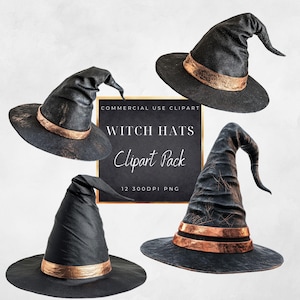 Halloween Witch hat Clipart- Black Hat-Spooky-Magic School Hat- PNG-commercial use