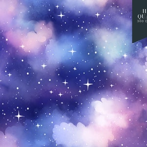 Stary Night Sky Seamless Digital Paper Clipart-galaxy Stars Pattern ...