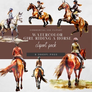 Reiter Clipart- Mädchen auf einem Pferd-englischer Stil-Rückansicht eines Mädchens auf einem Pferd-Englische reiten-Kommerzielle Nutzung