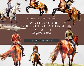 Equestrian Girl Riding Horse Clipart: English Style (PNG)