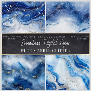 Imágenes prediseñadas de papel digital de mármol azul-Azulejos sin costura-Uso comercial-patrones-Álbum de recortes-arte de fondo-Brillo plateado metálico