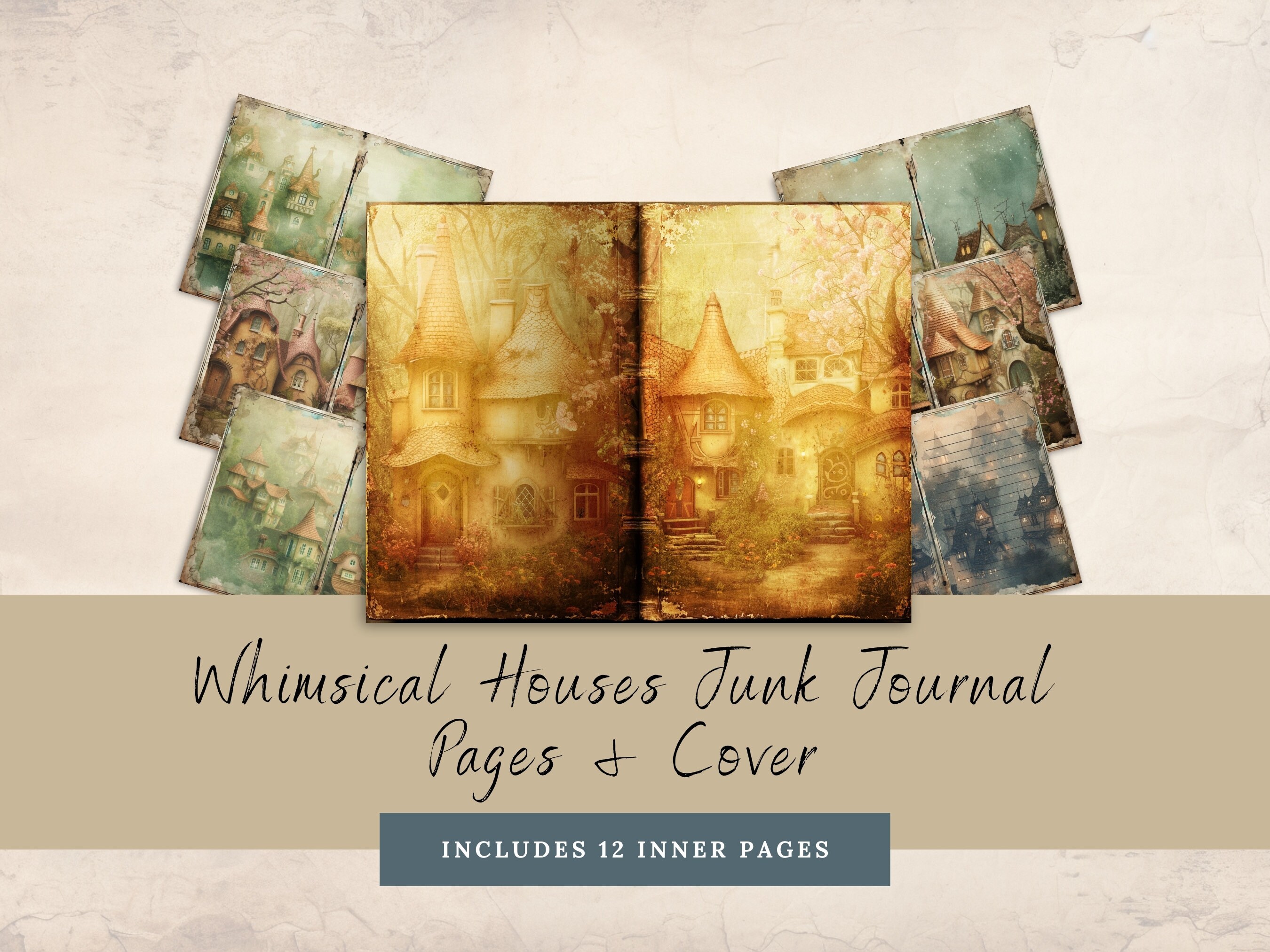Whimsical Houses Junk Journal Digital Paper-commercial Use-us Letter ...