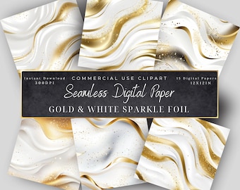 Gold Sparkle Seamless Digital Paper: Metallic Texture (Digital Download)
