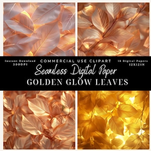 Gouden gloed verlaat naadloos digitaal papier, roségoud- goud-bloemenpatronen-roségouden achtergronden, commercieel gebruik, bruiloft-bladpatronen