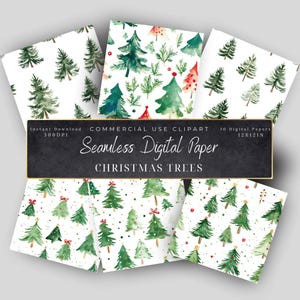 Christmas Trees Seamless Digital Paper Texture-JPEG-Commercial Use-patterns-Scrapbook-background designs-Holiday cheer- Green, Red