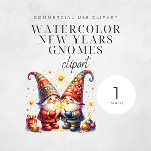 Clipart de nain aquarelle nouvel an-image unique-nain festif-300DPI Style aquarelle PNG fond Transparent-conception par sublimation
