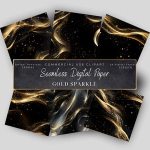 Goud glitter naadloos digitaal papier-zwarte en gouden glitter-jpeg-afbeeldingen-commercieel gebruik-scrapbook-achtergrond clip art-ontwerpelement