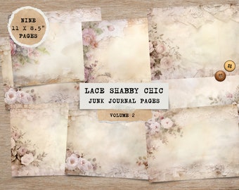 Lace Junk Journal Pages Victorian Shabby Chic Printable Junk Journal Pages -letter size- scrapbooking- paper crafts- Decorative paper