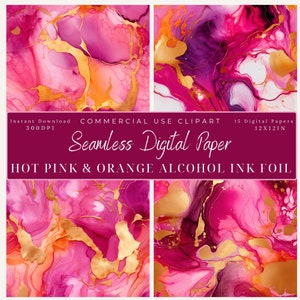 Pink, Orange & Goldfolie Nahtloses Digital Papier Clipart-Metallic Marmor Texturen-Kommerzielle Nutzung-Muster-Scrapbook-Hintergrund Kunst