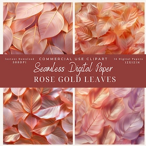 Rose gouden textuur bladeren naadloos digitaal papier, bloempatronen-roségouden achtergronden, commercieel gebruik, bruiloft-bladpatronen