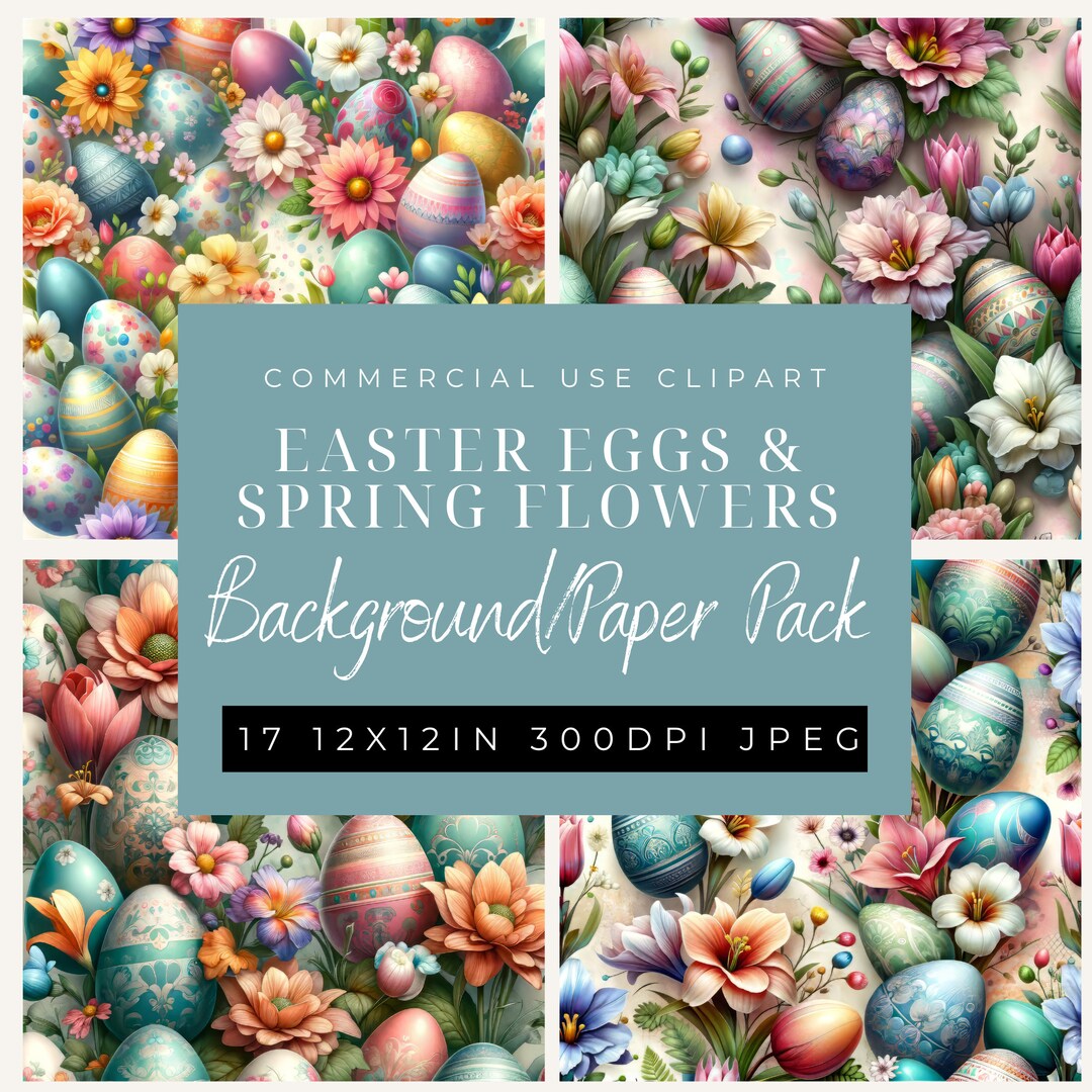 Easter Digital Paper Pack-spring Backgrounds-easter Eggs-spring Flowers ...