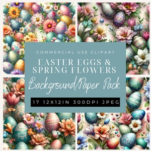Ostern Digital Paper Pack-Frühling Hintergründe-Osterei-Frühlingsblumen-Kommerzielle Nutzung -12x12in-Scrapbook-Hintergrund Clip art 12x12in