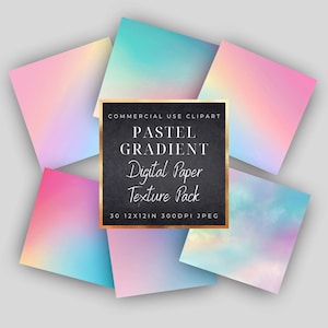 Spokojny pastelowy tęczowy gradient cyfrowy papier Clipart-JPEG-Zastosowanie komercyjne-wzory-Scrapbook-tło sztuki-Ombre