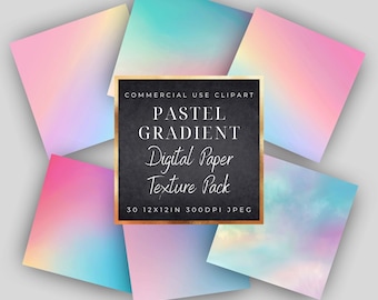 Calm Pastel Rainbow Gradient digital paper Clipart-JPEG-Commercial Use-patterns-Scrapbook-background art-Ombre