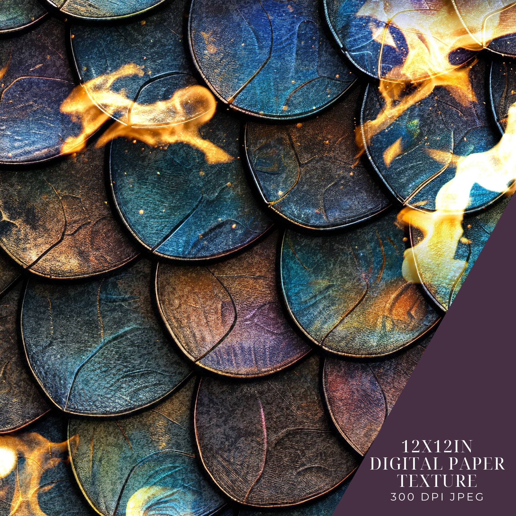 Dragon Scale Pattern Digital Paper Texture Iridescent Background ...