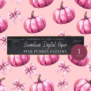 Pink Pumpkin Seamless Pattern-Pink Halloween pattern-pumpkins and bows -Commercial use-Digital Paper-Scrapbook-background