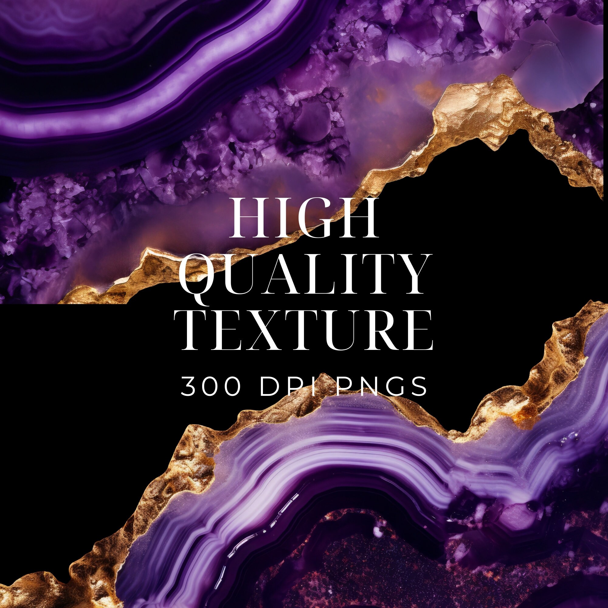 Purple Geode Border Clipart: Gold Texture, Amethyst Gemstone (digital ...