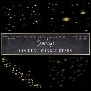 Gouden Twinkle Star Overlays-PNG-clipart textuur - 300DPI transparante achtergrond-Frames-digitale gouden Sparkle Overlay-glanzend licht-Starlight