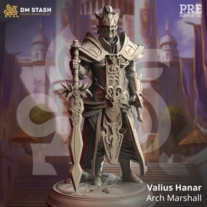 Valius Hanar - Arch Marshall - Tabletop RPG Miniatures - Fantasy - 3d Printed - DM Stash