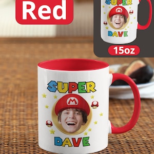 Super Mario Bros Mug, Custom Photo Mug, Personalized Name Cup, Custom Mario Gift, Gamer Coffee Cup, Unique Video Game Mug, Kids Child Son