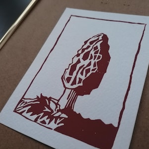 Linoldruck-Postkarte "Morchel" - Linocut Postcard "Morchel"