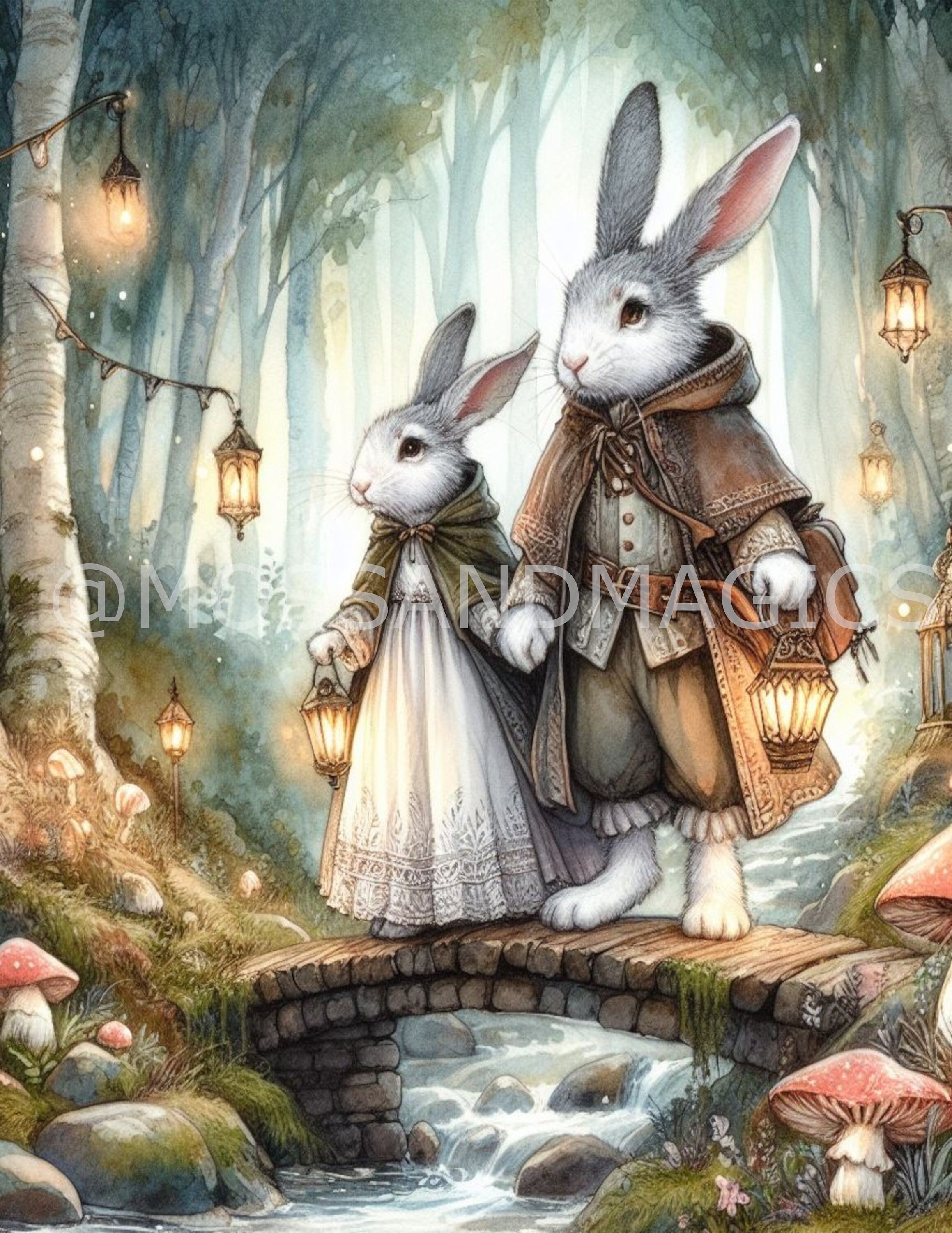 Magical Forest Bunny Peter Rabbit Spring Easter Woodland Creatures ...