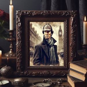 Sherlock Holmes Benedict Cumberbatch Scarf London Detective Painting art print