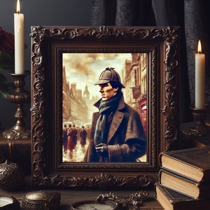 Sherlock Holmes Benedict Cumberbatch Scarf London Detective oil Painting art print