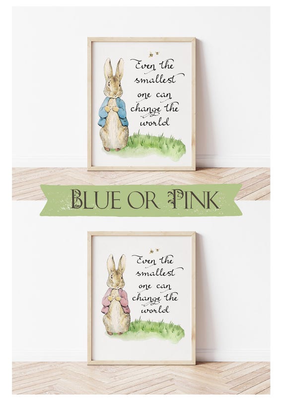Peter Rabbit Even the Smallest quote Beatrix Potter book Watercolor painting Nursery Baby Child room picture wall Illustration art print