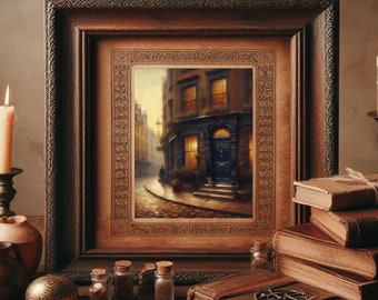 Sherlock Holmes 221 B Baker street Door London town Detective vintage oil Painting art print