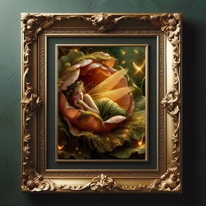 Fairy sleeping in a flower Fairy tale Hans Christian Andersen Thumbelina Vintage painting art wall decor art poster photo picture print