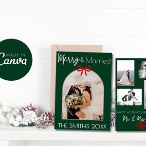 Carte de Noël joyeux et mariés, carte de Noël de jeunes mariés, carte de vœux juste marié, carte de Noël, carte de vœux, carte de joyeux et mariés