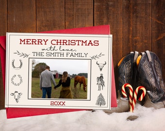 Western Weihnachtskarte, Weihnachtskarte, Digitale Weihnachtskarte, Weihnachtskartenvorlage, Weihnachtsfoto, Cowboy Weihnachten, Feiertagskarte